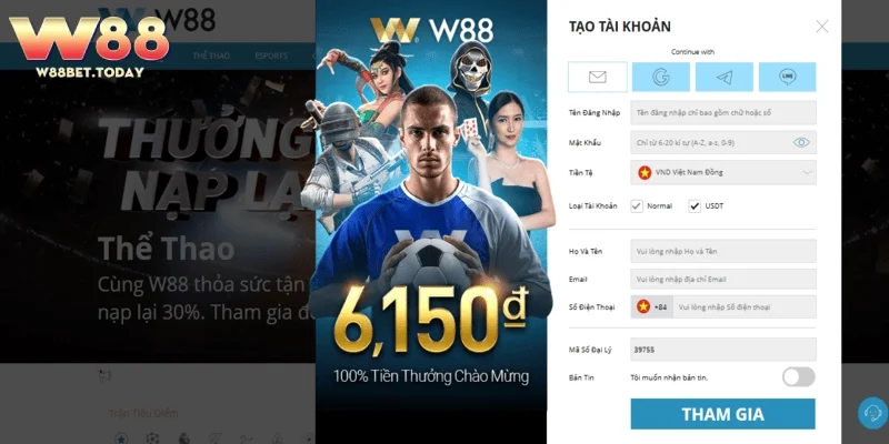 Cách thức mở tài khoản W88 đơn giản cho người mới