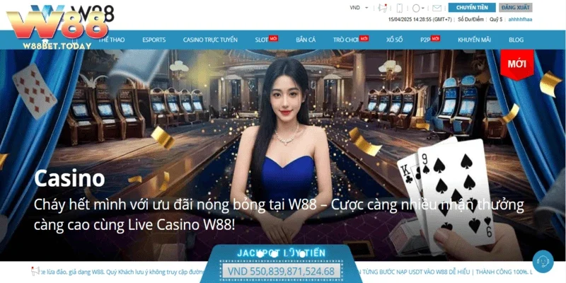 W88 thiết kế giao diện tối giản, thân thiện và sắp xếp logic